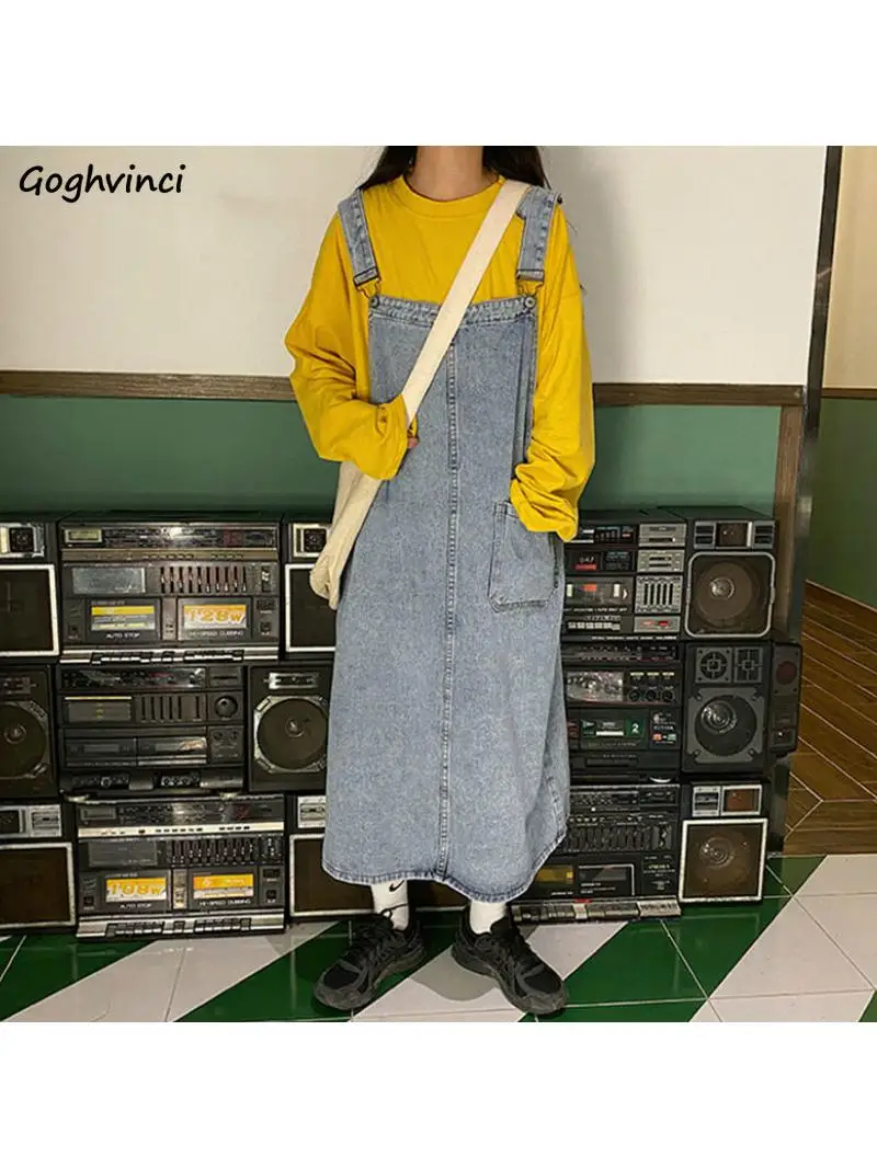 Sukienka damska Denim Spaghetti Strap Vintage Sundress Korean Style Loose All-match Summer Retro Streetwear Teens Ulzzang — zdjęcie 2