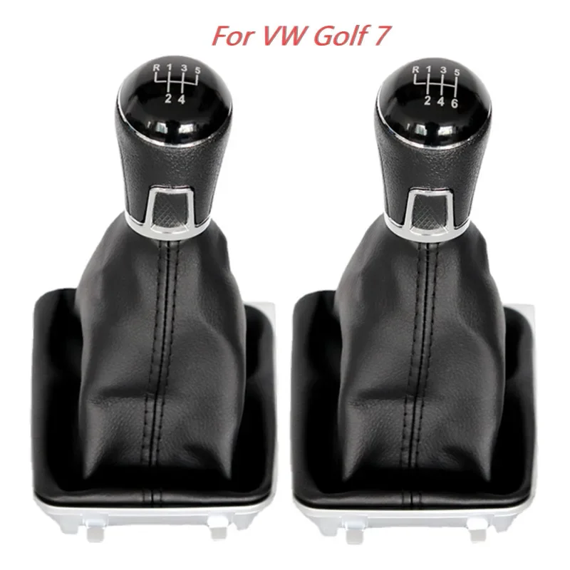 5 6 Speed Car Gear Shift Knob for VW Golf 7 A7 MK7 GTI GTD 2013 2014 2015 2016 2017 2018 Leather Gaiter Lever Stick Accessories