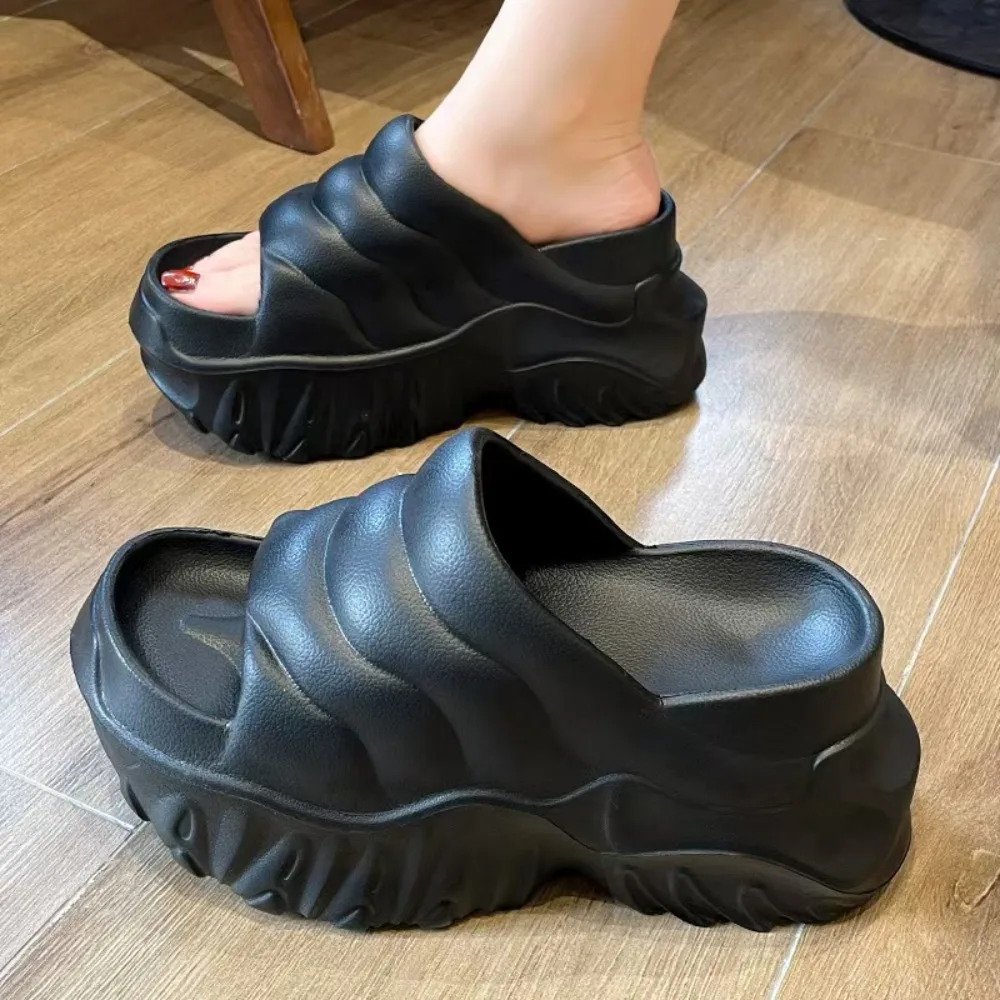 

Модные повседневные тапочки на танкетке, мягкие шлепанцы на платформе 10 см, легкие дышащие сандалии без шнуровки из ЭВА, пляжная одежда