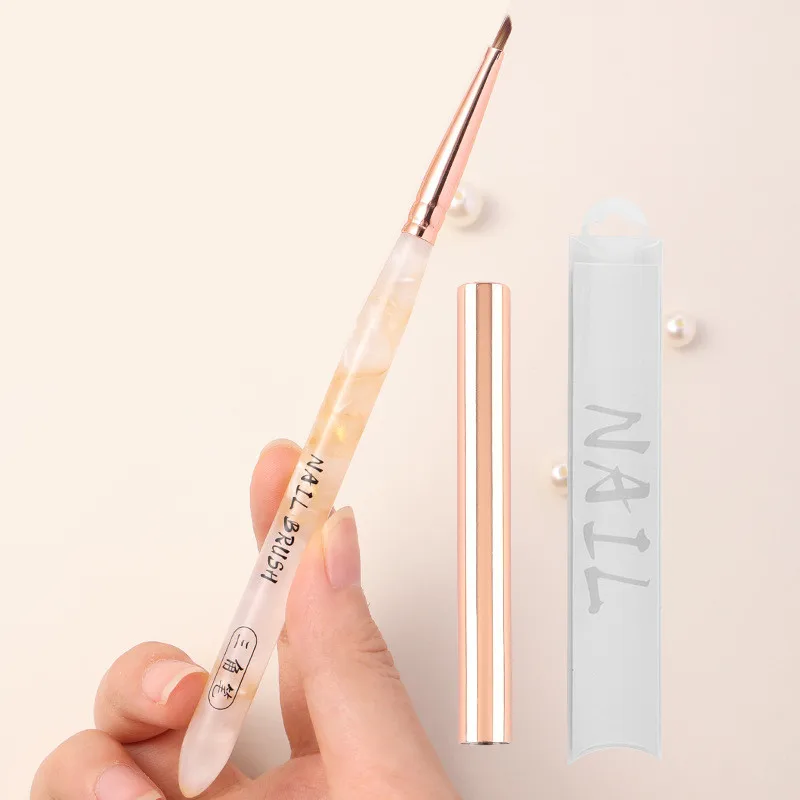 1 STKS Roze Acryl Driehoekige Bloemblaadje Nagelborstel Franse Lijnen Strepen Raster Bloem Schilderij Tekenpen