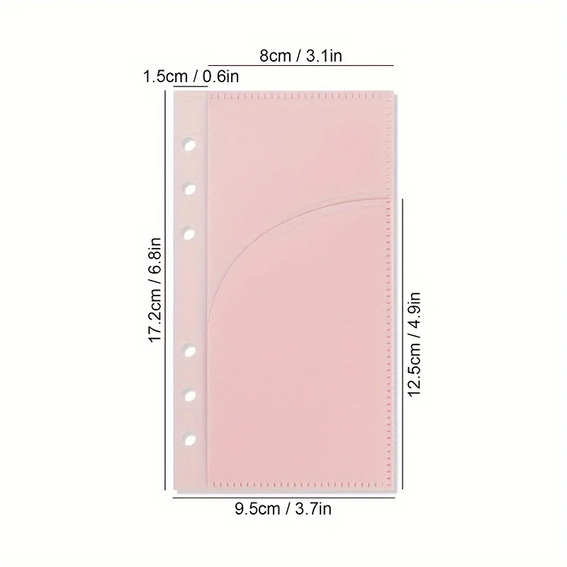 A6 5 Sheets Minimalist Pink 6-hole Double-layer Loose-leaf Budget Bag Creative Detachable Loose-leaf Notebook Replacement Core