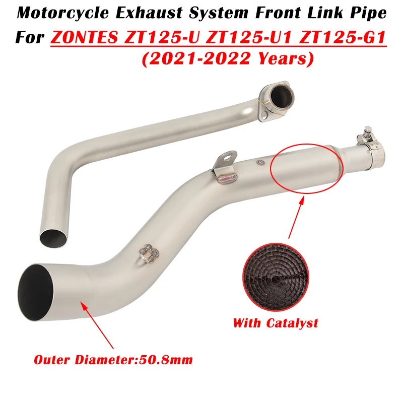 For ZONTES ZT125-U ZT125-U1 ZT125-G1 ZT125 U1 G1 Motorcycle Exhaust Escape System Modify Muffler Front Link Pipe With Catalyst