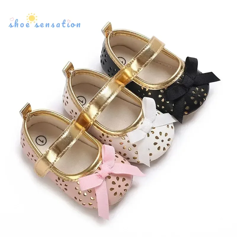 Meckior Spring Autumn Newborn Baby First Day Toddler Shoes Cute Bow Princess Shoes New Casual Shoes Anti-slip Waterproof Rubber