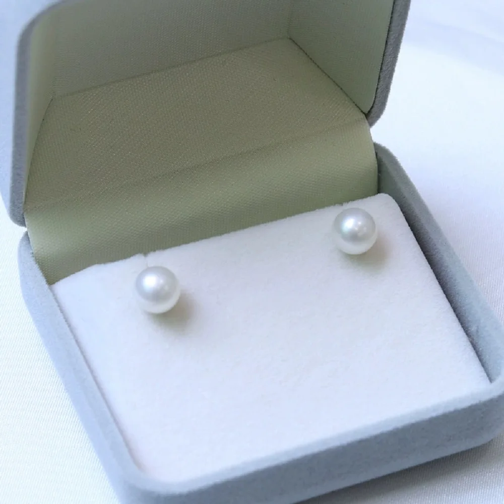 

Простые и универсальные серьги с белым жемчугом AAAA 6-7 мм 7-8 мм, натуральное японское круглое кольцо 925s