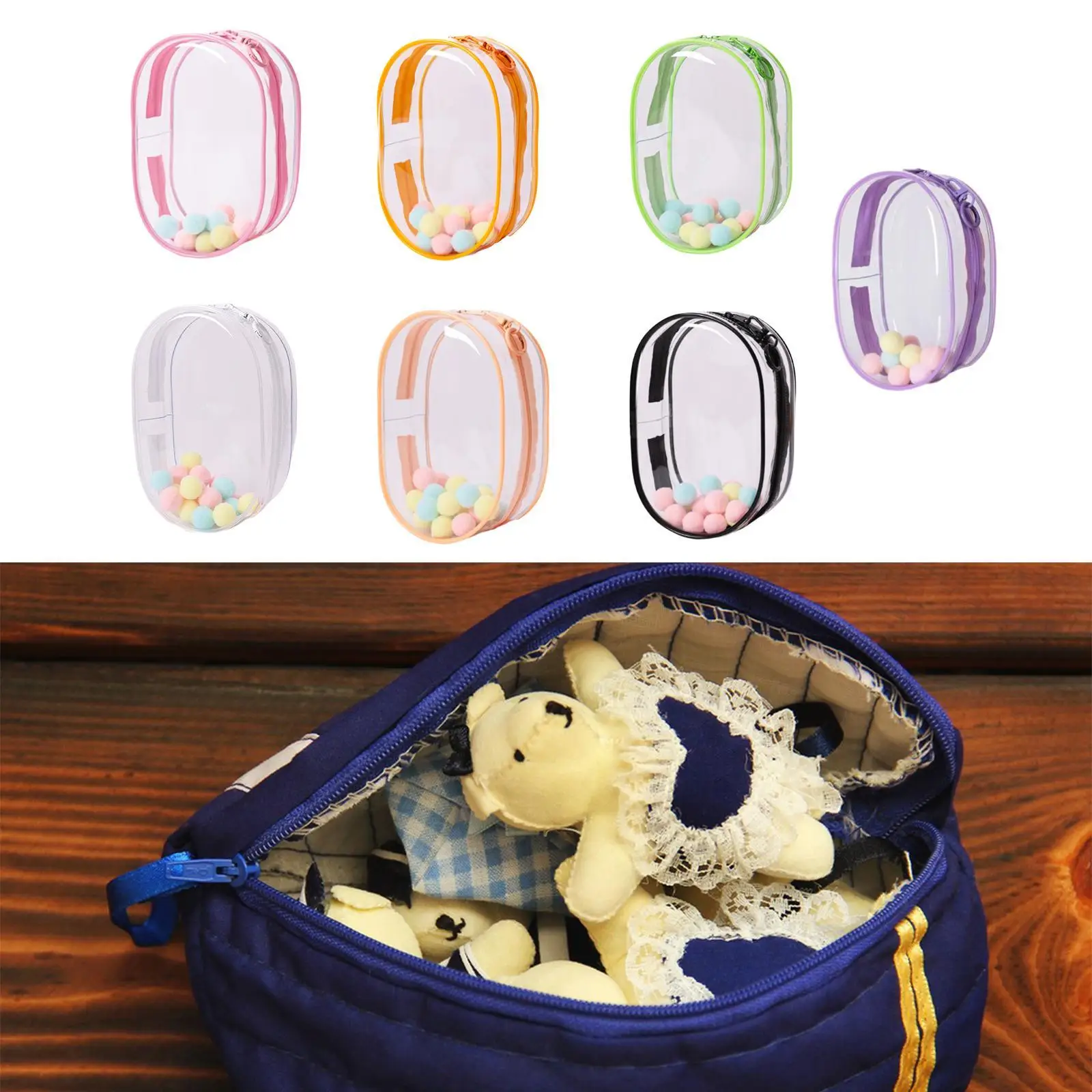 Clear Figure Display Bag Organizer Transparant Tiny Doll Pouch Draagbare kleine pop opbergtas voor mini-figuurpopverzamelaars