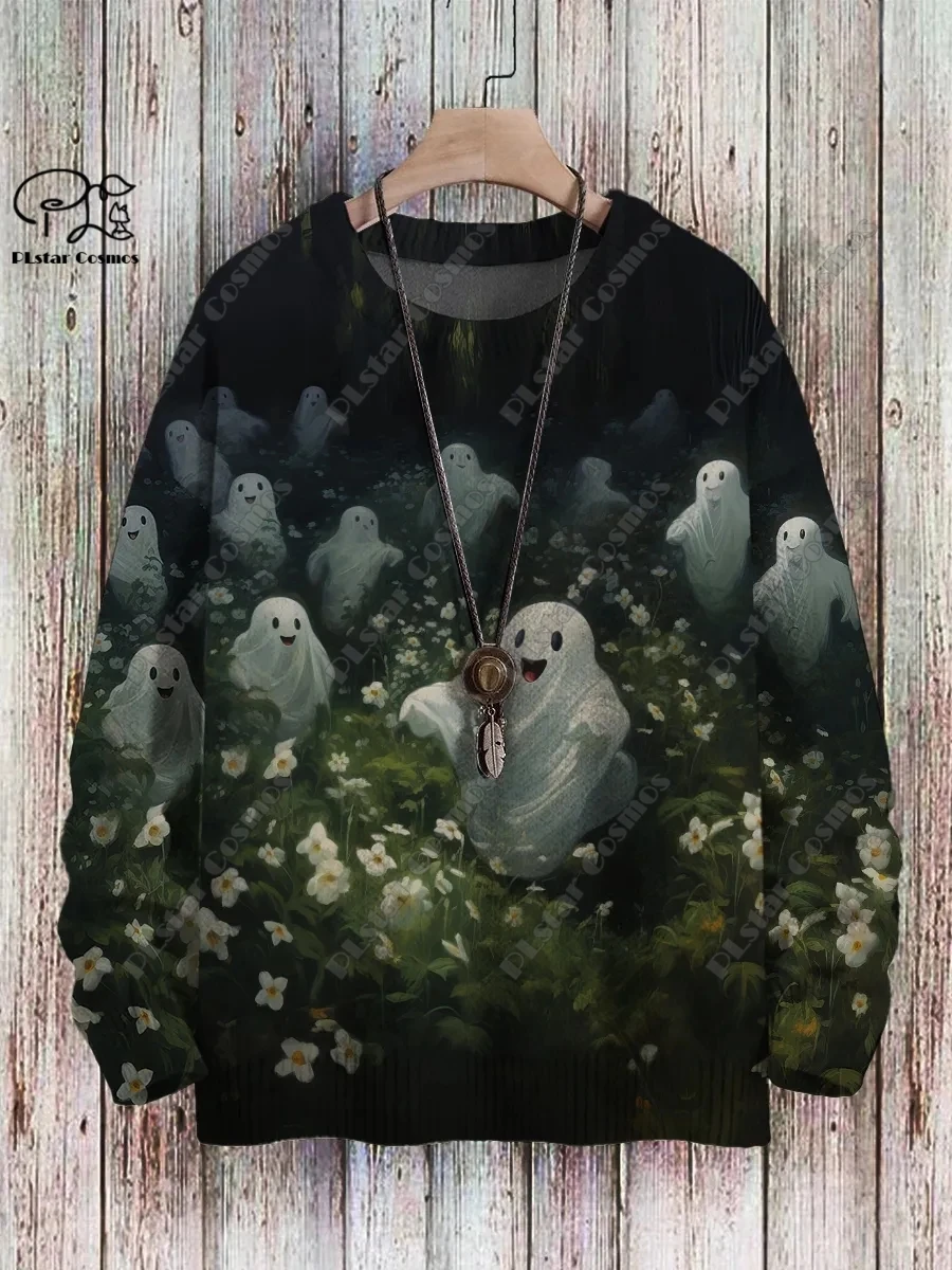 3D Printed Halloween Series Ghost Witch Print Pattern Ugly Sweater Casual Unisex Winter Sweater