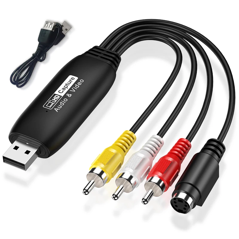 USB 2.0 Video Converter Audio Capture Card VHS VCR TV to Digital Converter For Windows Mac Linux