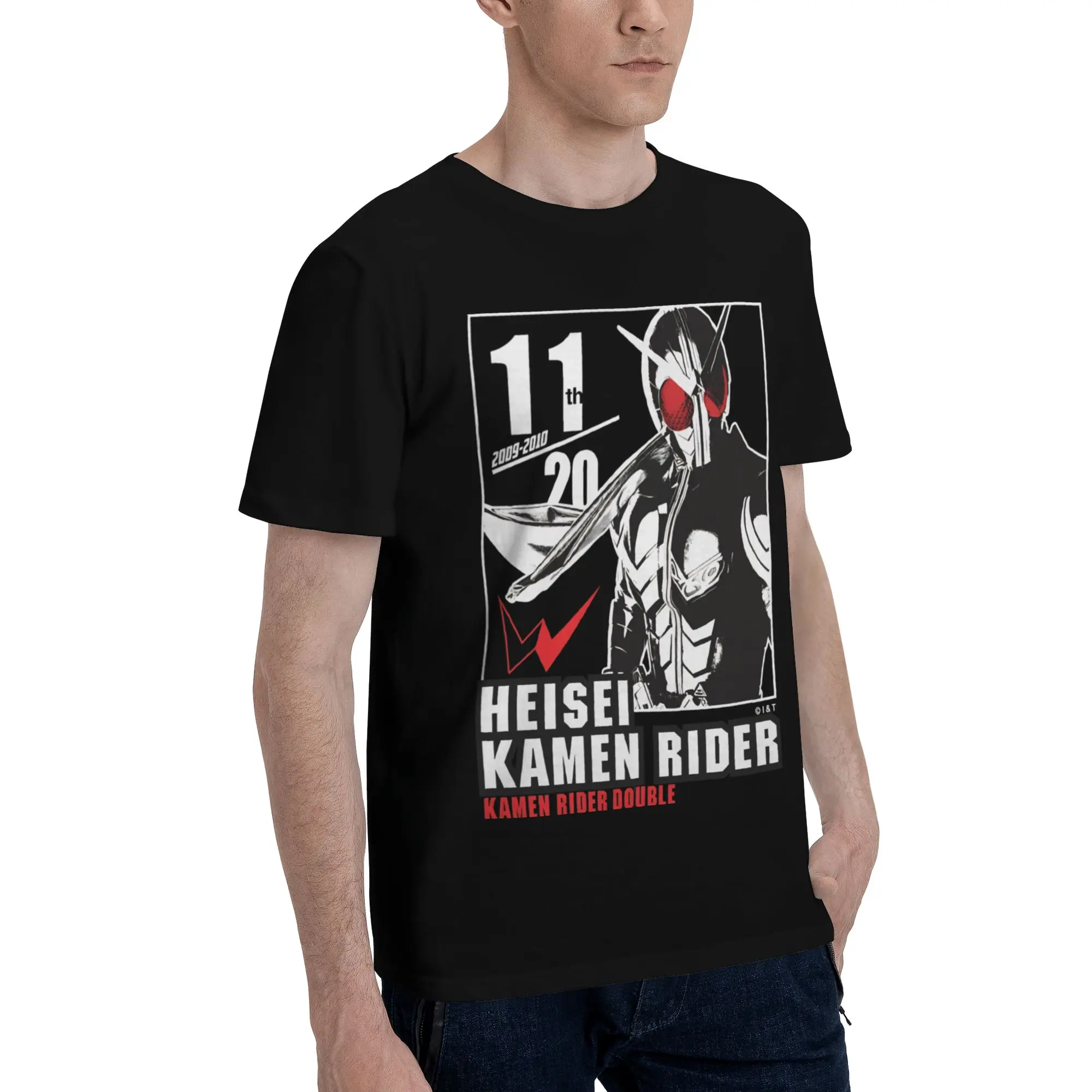 W Heisei Men T Shirt Kamen Rider Funny Tees Short Sleeve Crew Neck Cotton Gift Idea Tops T-Shirt