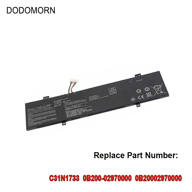 New Laptop Battery C31N1733 For ASUS VivoBook Flip 14 TP412FA TP412UA Series 11.55V 42Wh 3640mAh High Quality 2 Year Warranty