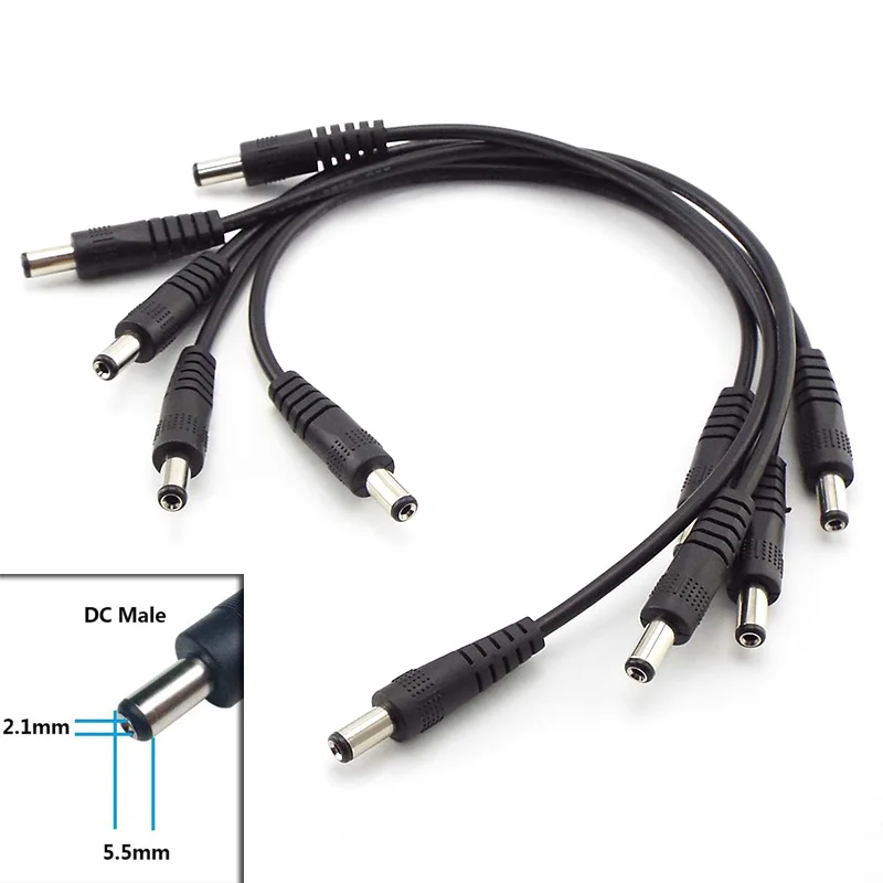 5pcs 3A Power Cable 5.5mm x 2.1mm Jack Plug Male to Male CCTV Adapter Connector Wire 12V Extension Cords C4