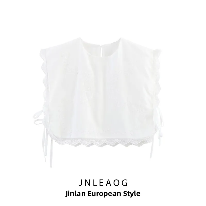 JNLEAOG Dames geborduurde knooptop Franse Sle Slim Fit Polyestervezel No Sve rond Ne Normale lengte