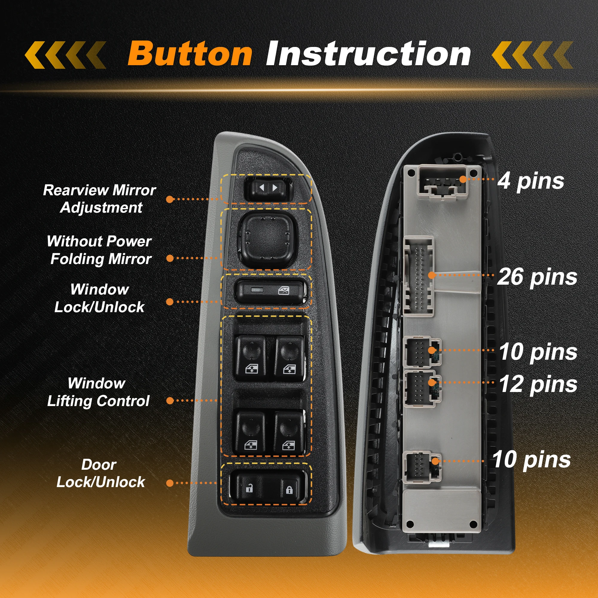 

Переключатель стеклоподъемника сиденья водителя UXCELL 15883323, серый, для Chevrolet Silverado Suburban