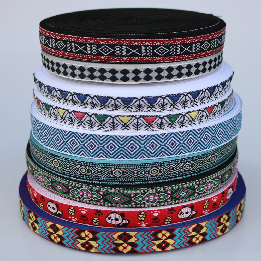 Geometry Jacquard Embroidery Decorative Lace Ribbon, 5 Yards , Width 12mm, 15mm, 18mm, 20mm