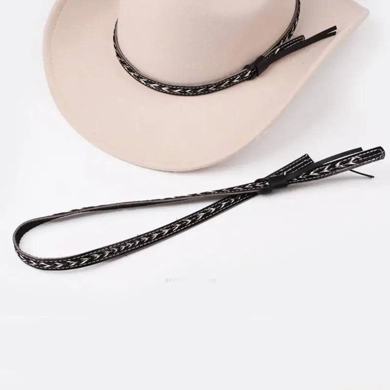31BF Adjustable Black PU Hat Strap For Outdoor Travel And Music Festival Use