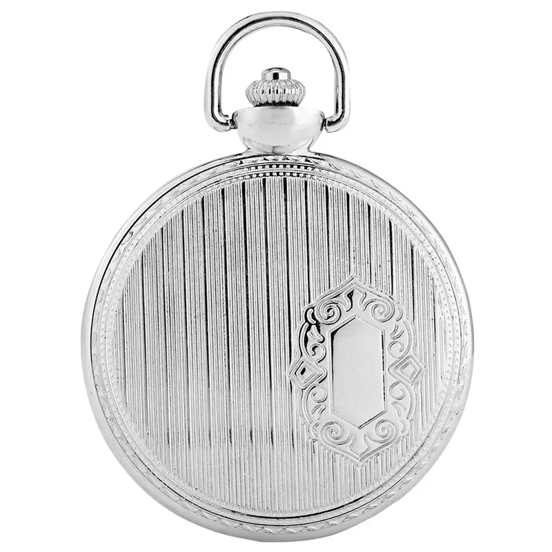 Large Size Golden Eagle Design Men Women Silver Quartz Movement Pocket Watch Roman Number Display with Pendant FOB Chain Gfit