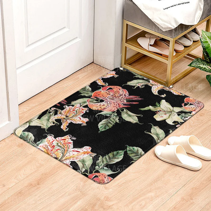 House entrance carpet Home door mat Living Room Bath Foot bathroom non-slip water absorption rugs bath green plant leaf decor