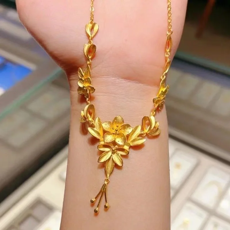 

Flower Moon Festival Blossom Wedding Flower Engagement Wedding Simulation Yellow Gold Necklace Female