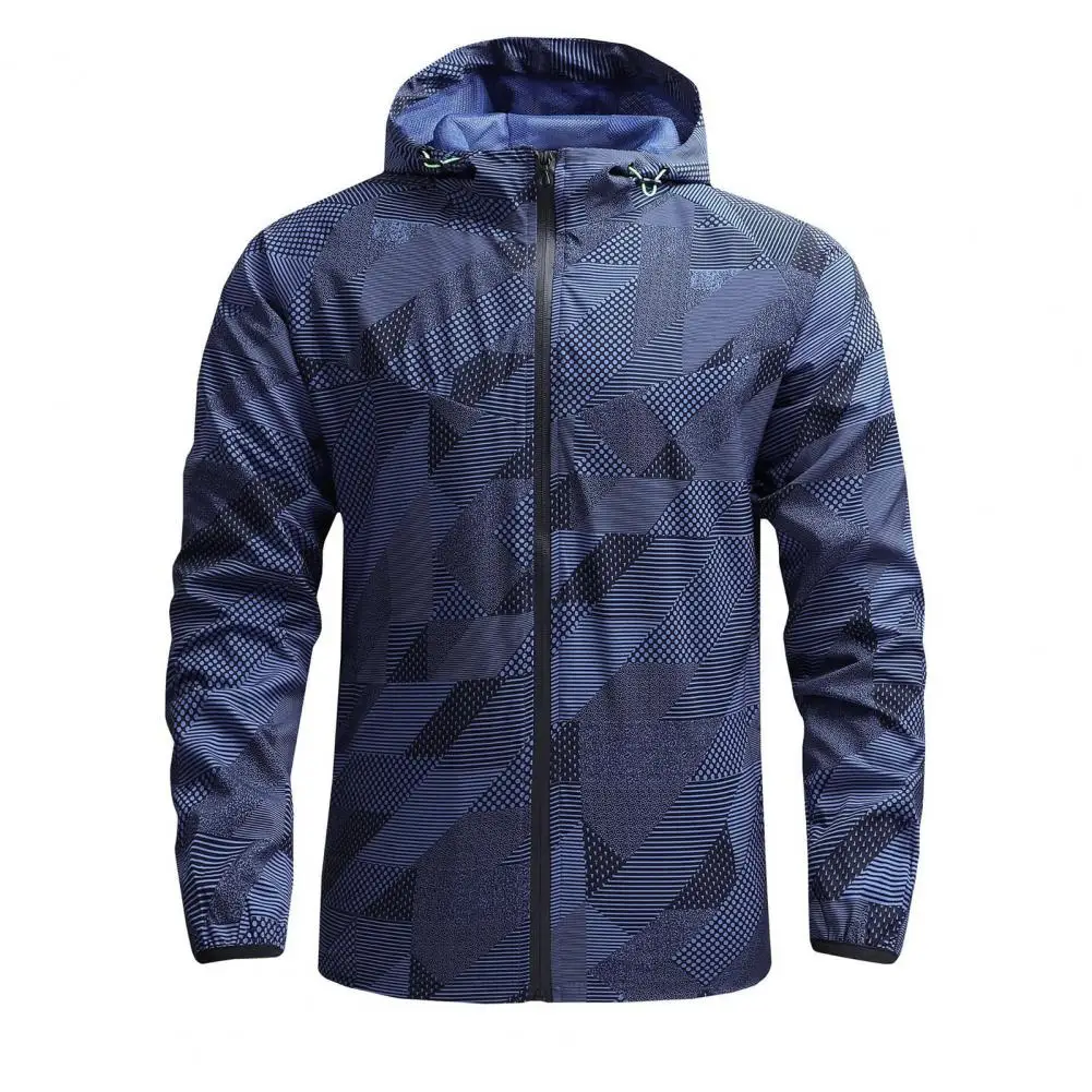 

Men Printed Jacket Men's Windproof Cycling Jacket with Hood Drawstring Long Sleeve Motocross Coat for Spring Autumn Mtb Team