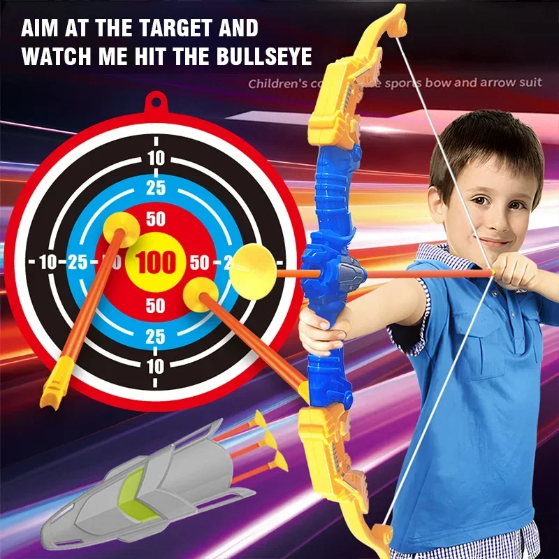 Crianças conjunto de brinquedos de tiro com arco e otário setas alvo kit mão-olho coordenação treinamento indoor esportes ao ar livre conjunto presente para crianças