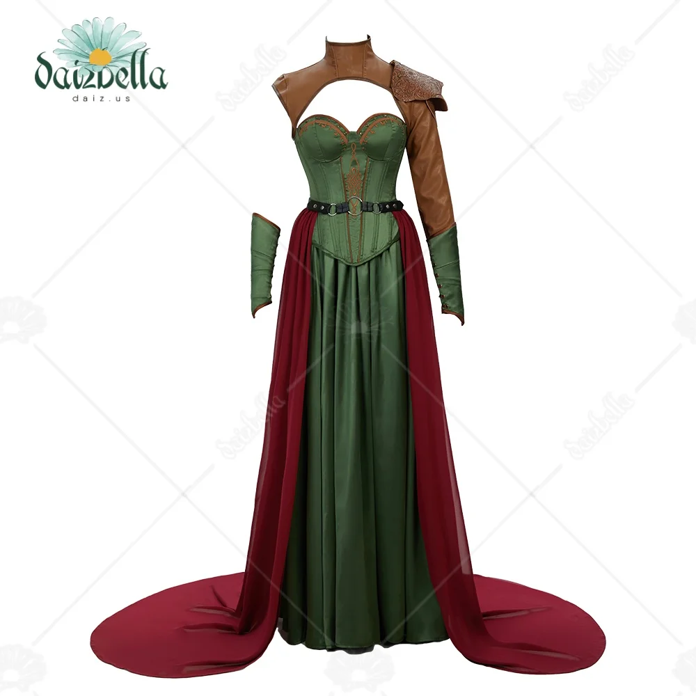 DAIZBELLA Damen Mittelalter Renaissance Kostüm Wikinger Krieger Soldat Kleid Set Korsett und langer Rock + Schulterpanzer Halloween
