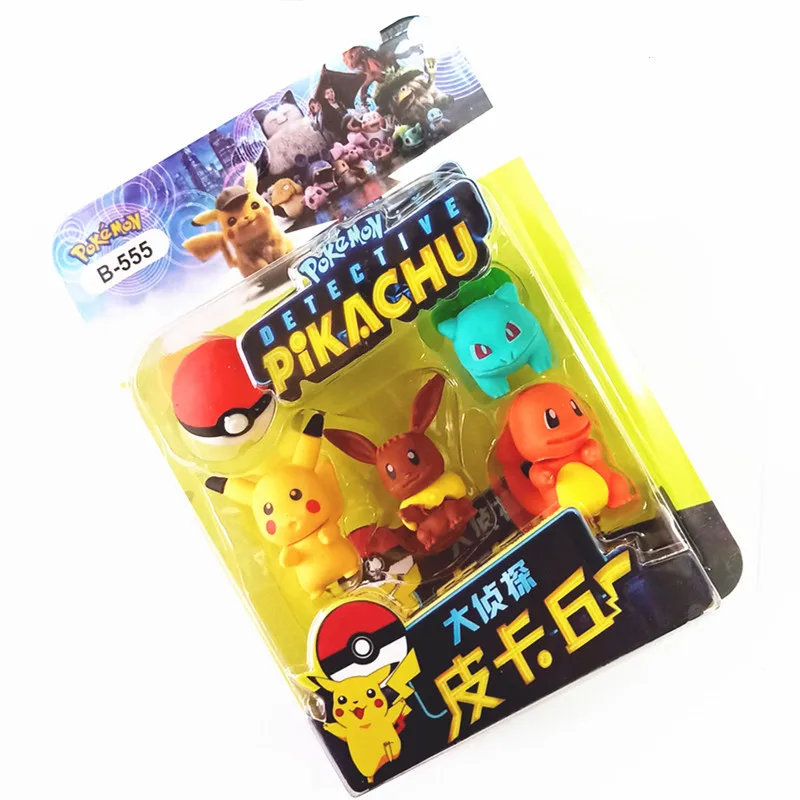 Pokemon 3D Gomma Carino Grande Detective Pikachu Gomma Piccolo Drago di Fuoco Jeni Tartaruga gomma Scuola Materna premio regalo per bambini