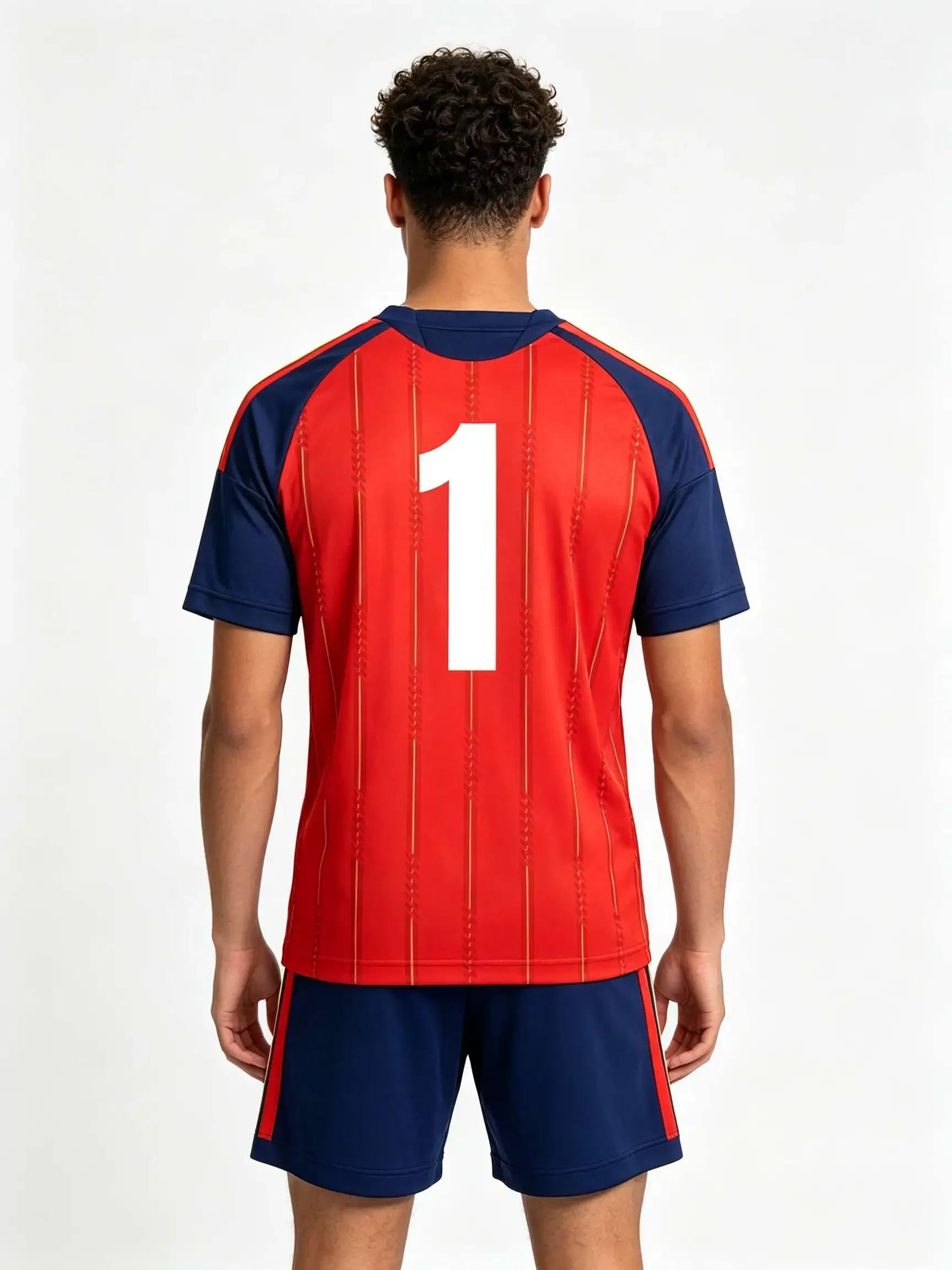 26/27 Unisex Blank Soccer 2‑Piece Set, Kids Adults Parent‑Child Kit, Custom Red stripes for School Outdoor Team Sports