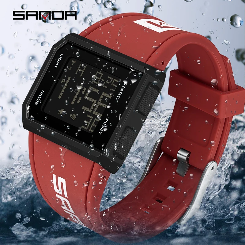 SANDA-reloj Digital LED para hombre, cronógrafo de pulsera, resistente al agua, estilo militar, para deportes al aire libre, 5 bares, nuevo