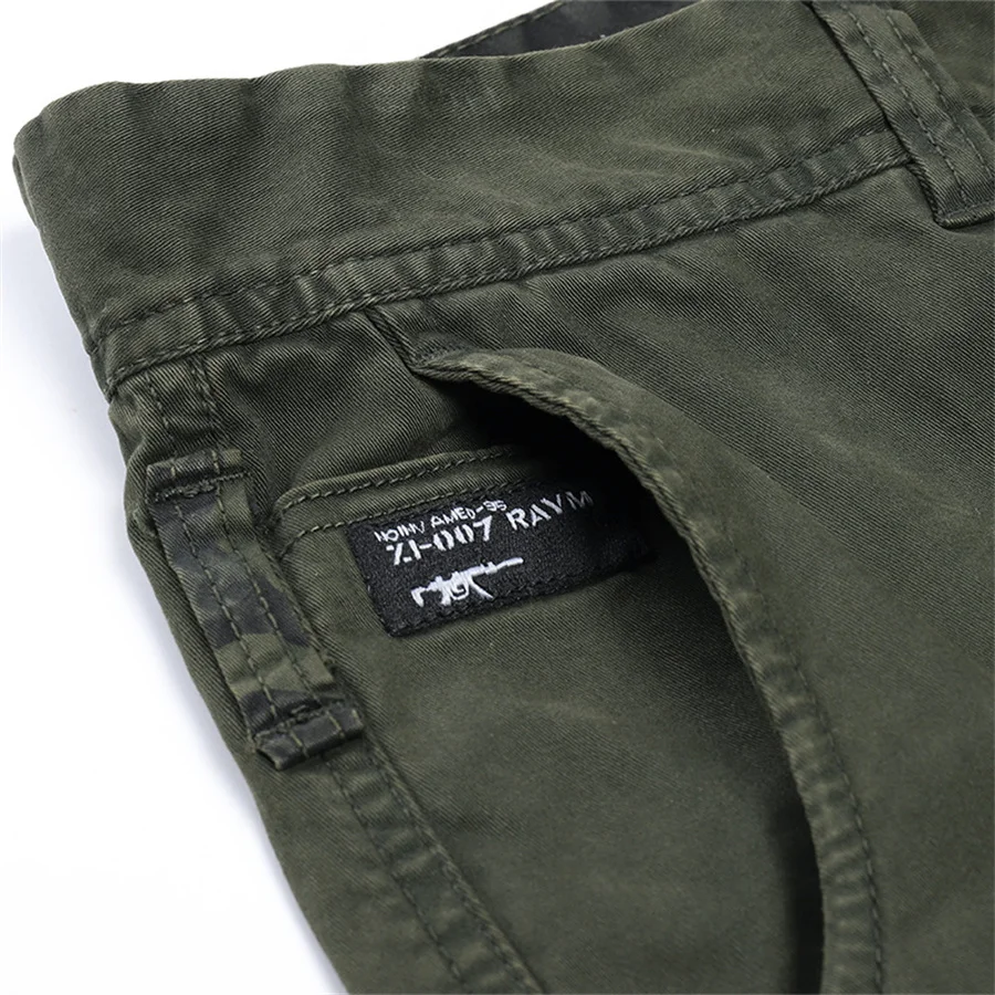 Pockets Men's Trousers Casual Cotton Solid Color Cargo Cuffed Pants Men Outdoor Sports Traveling Trousers Tactical Work Pants