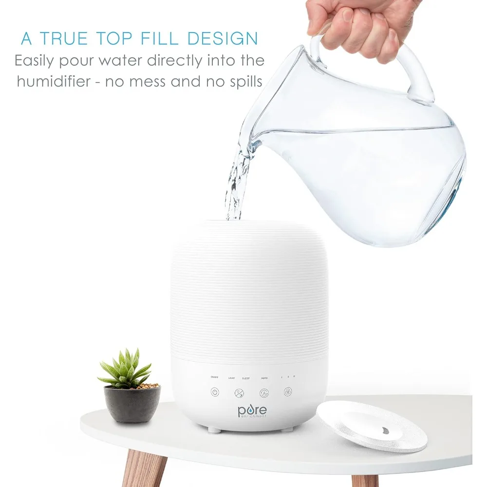 Обогащение? ЧЕЛОВЕК? Увлажнитель воздуха Sense Top Fill — большой резервуар объемом 3 л, датчик влажности с автоматическим режимом, 3 настройки тумана, дополнительный ночник,