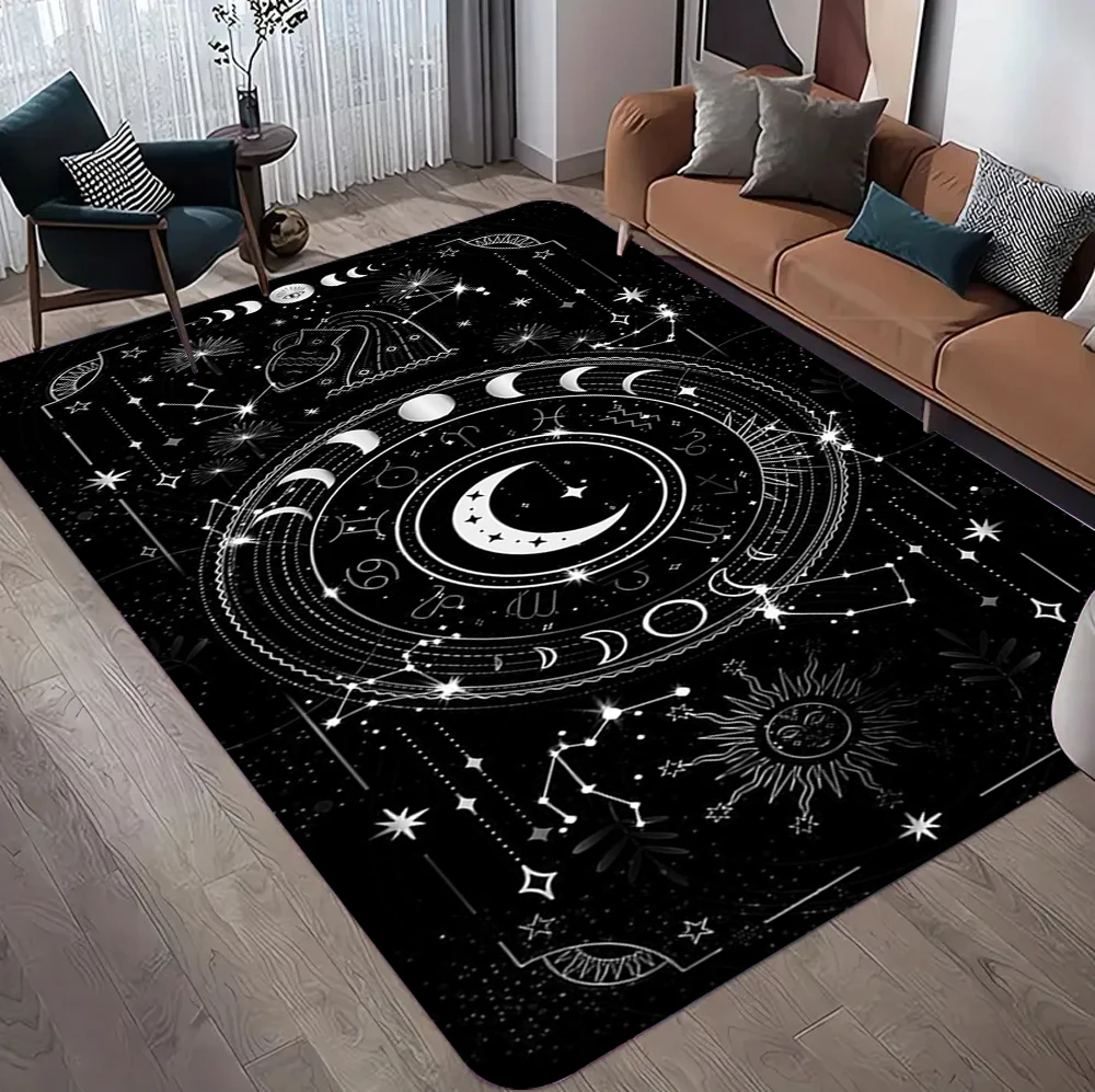 Dark Fantasy Star and Moon Tarot-Karten-Teppich, Gothic-Dekor, Bodenmatte für Schlafzimmer, Wohnzimmer, Gothic-Stil, Heimteppich