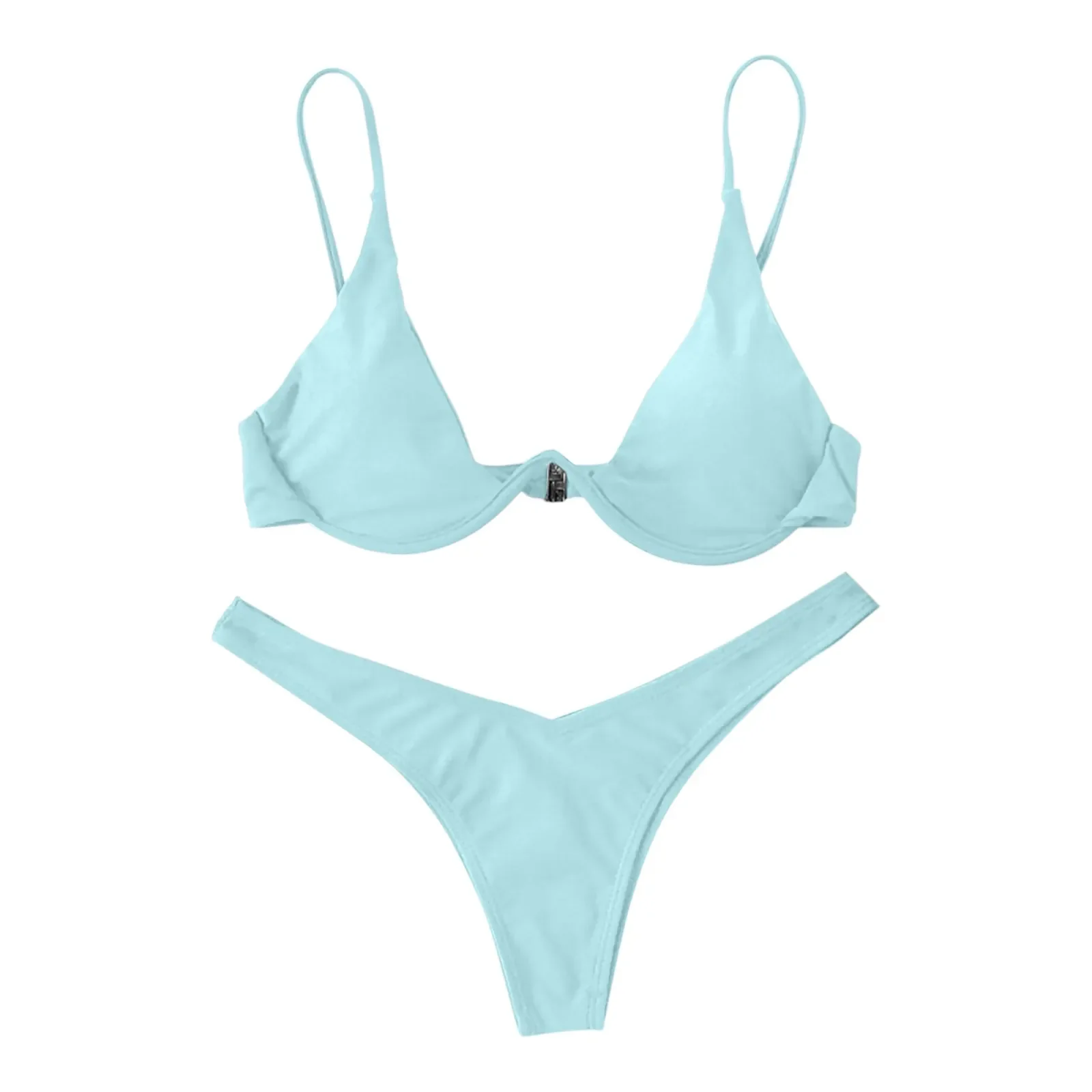 

bikini Sexy Split Style Solid Color Women's Swimsuit Steel Bracket Tow-Piece For Teenagers biquinis feminino tendência 2024