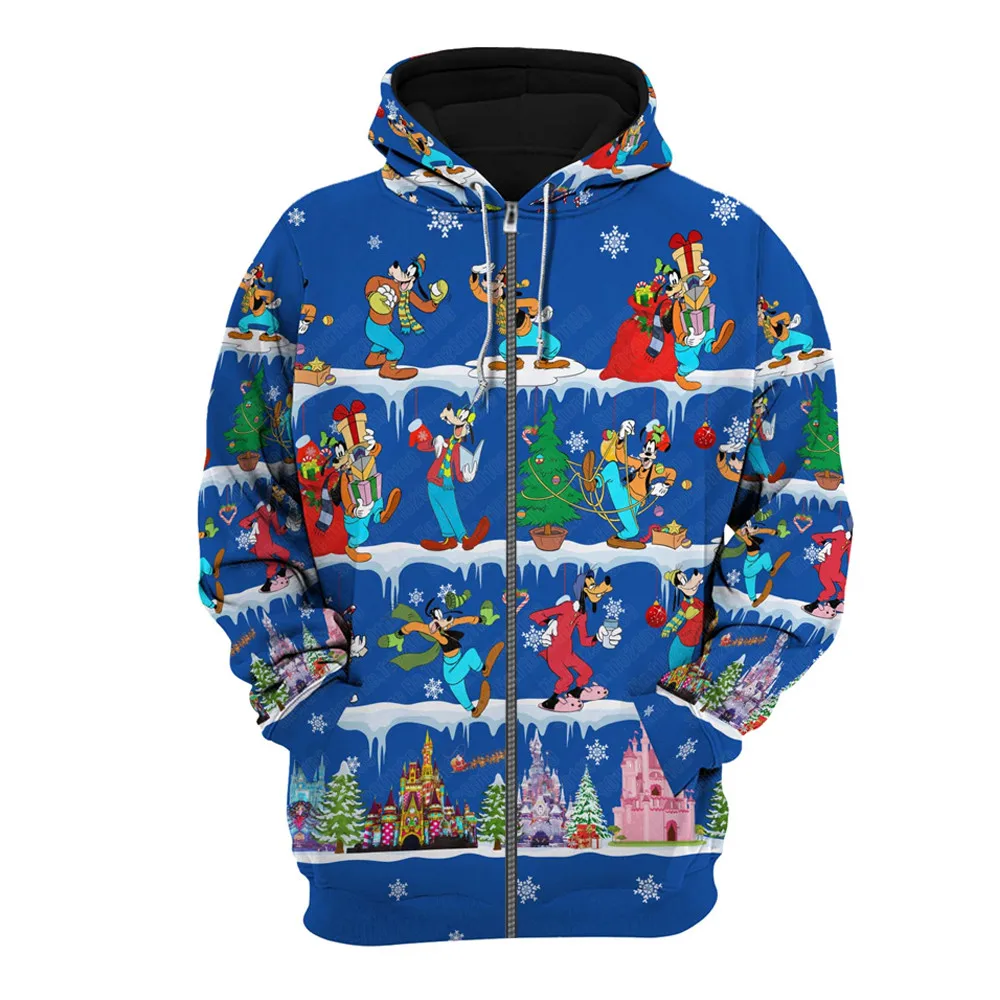 Christmas Goofy/Lilo & Stitch /Mickey Mouse cartoon men women 3D Print High quality Fleece Zipper/ Hoodies Pullover Tops