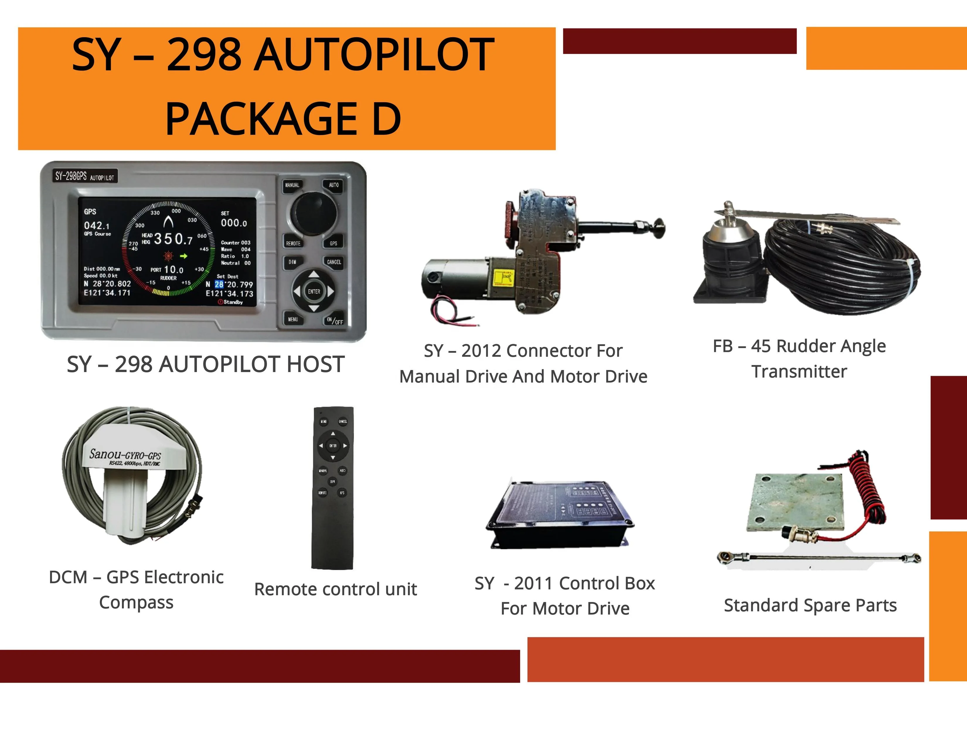 SY298D Marine Autopilot System Sensor Compass Control For Boat Yacht