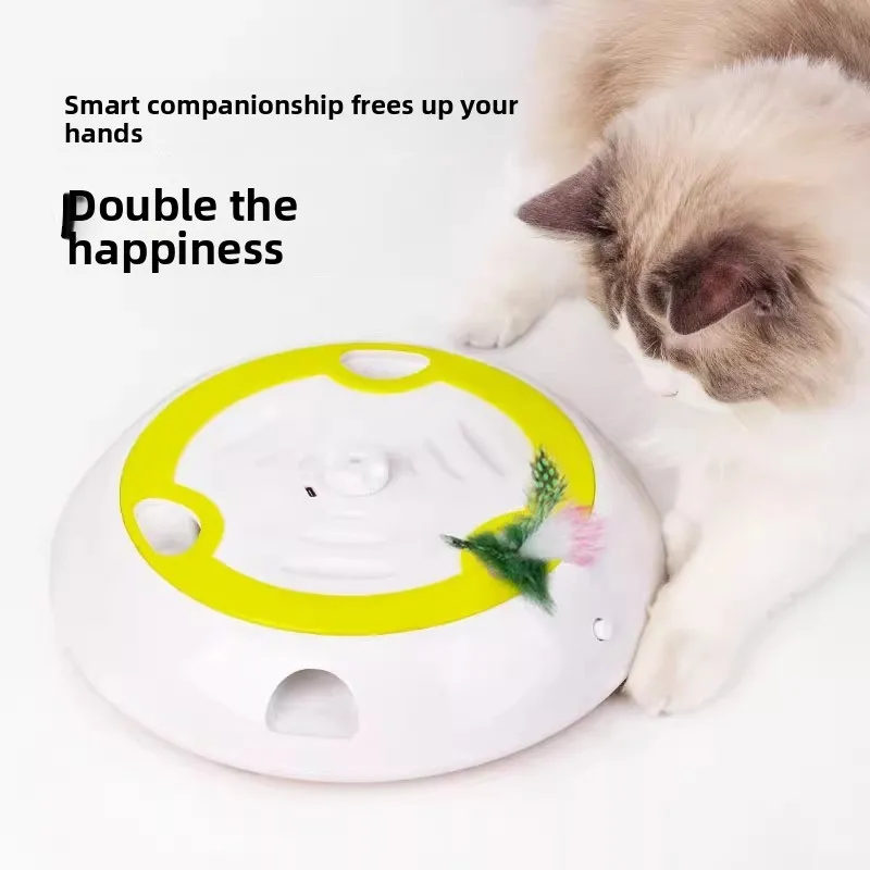 Rechargeable Whack-a-Mole Cat Toy Automatic Rotating Feather Teaser Interactive Indoor Self Play Exercise Pet Toy 고양이 장난감