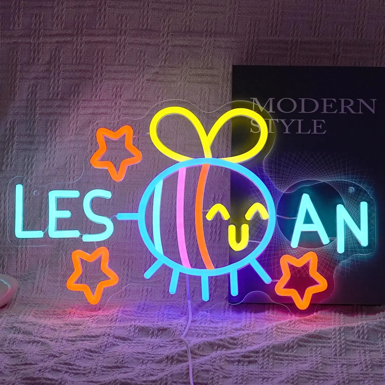 

Неоновая вывеска Bee Lesbian с USB-подсветкой, регулируемая, светодиодная, для декора стен в игровую комнату, спальню, гостиную, бар, для вечеринок, подарки