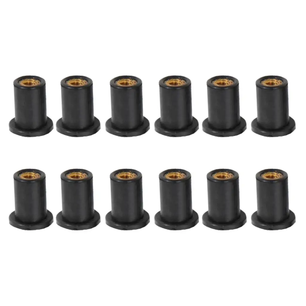 M5 Threaded Sleeve Black Rubber Well Nuts Brass Insert Blind Fastener Wellnuts for Windscreen Panel Repair