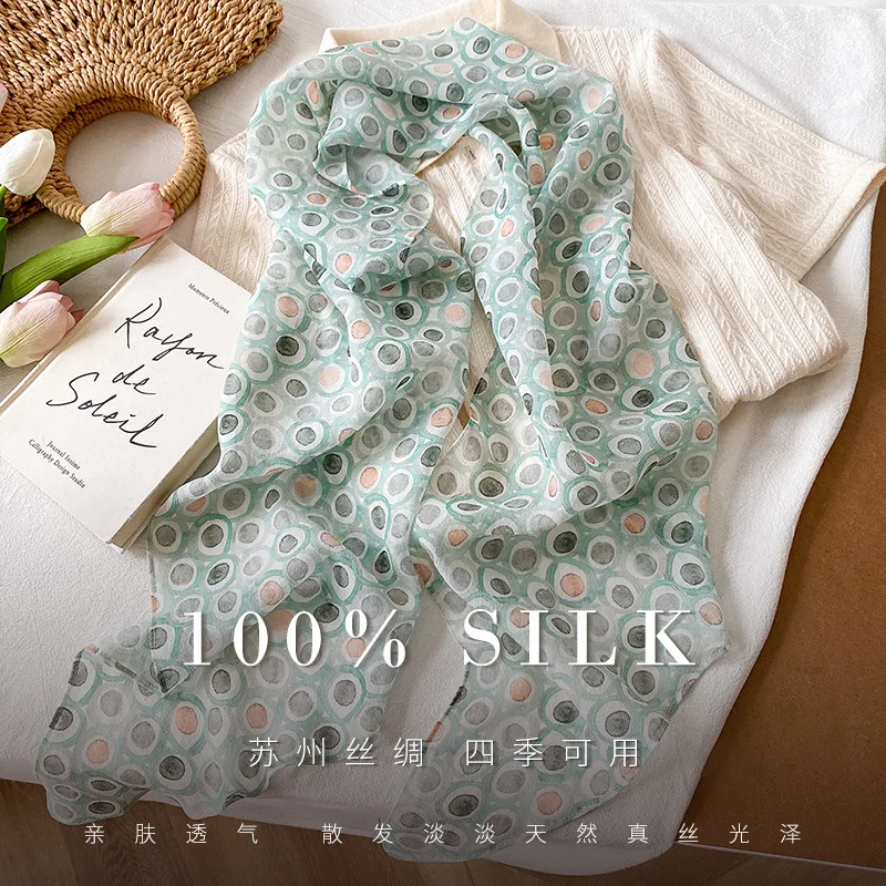 

New 100% Natural Silk Scarf Spring and summer Scarves Shawls Wraps Pashmina Fashion dot Hijab Bandana Kerchief headscarfs scarfs