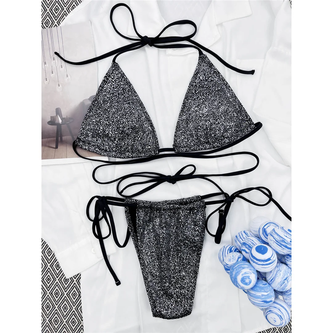 Glitzernder, funkelnder, umlaufender Mini-Bikini, Damen-Badebekleidung, zweiteiliger Bikini-Set, Badeanzug, Badebekleidung, Schwimmbekleidung V3759 – Detail 23
