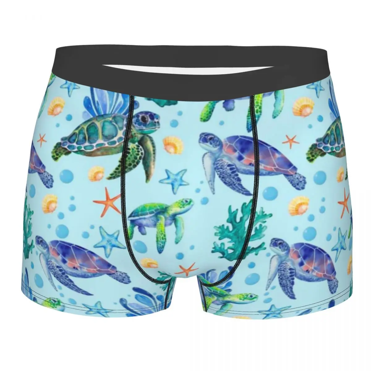 Sea Turtles Underwear Male Sexy Printed Customized Sea Animal Boxer Shorts Panties Briefs Breathable Underpants