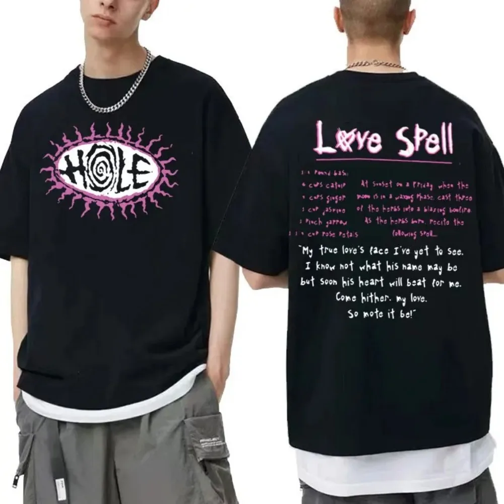 Hole Love Spell Lyrics T Shirt Vintage Hip Hop Men Women Oversized Tshirt Courtney Love Beautiful Monsters 90s Rock Band T-shirt