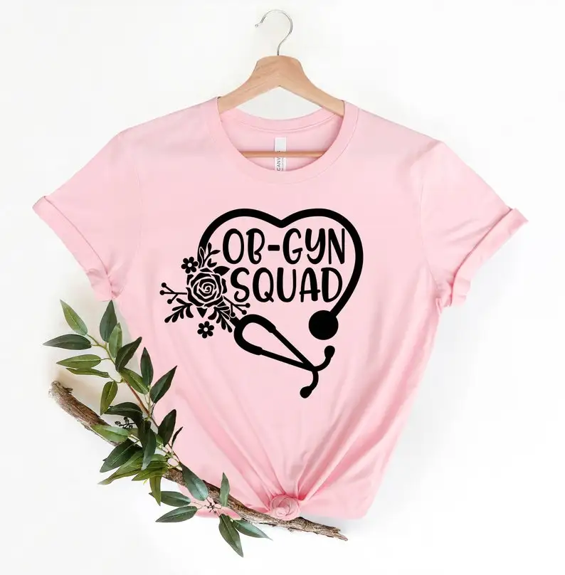 

Ob-Gyn Squad Shirt Floral Stethoscope Nurse Obstetrician Gynecologist Shirts Nurse Gift for 100%cotton Streetwear Drop shipping