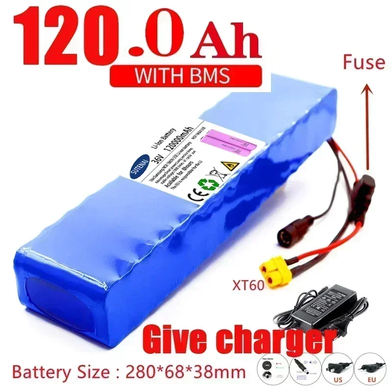 E-bike 36V 10s3p 120Ah lithium battery pack 18650 Li-Ion 350W 600w Motorcycle Scooter electric scooter Batteries built-in BMS