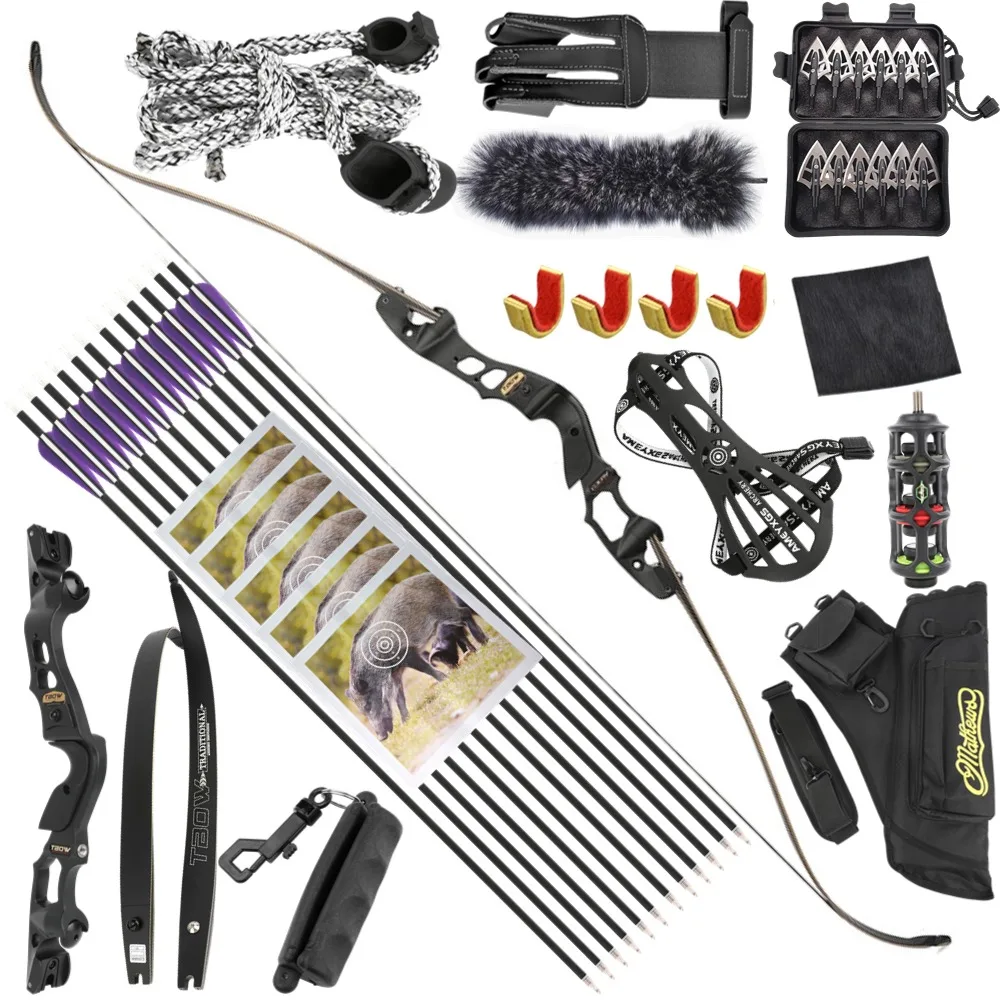 

62inch 35Ibs Archery ILF Recurve Bow Set Hunting Takedown Bow 19inch Bow Riser Aluminium Alloy Handle Hunting Shooting Accessory