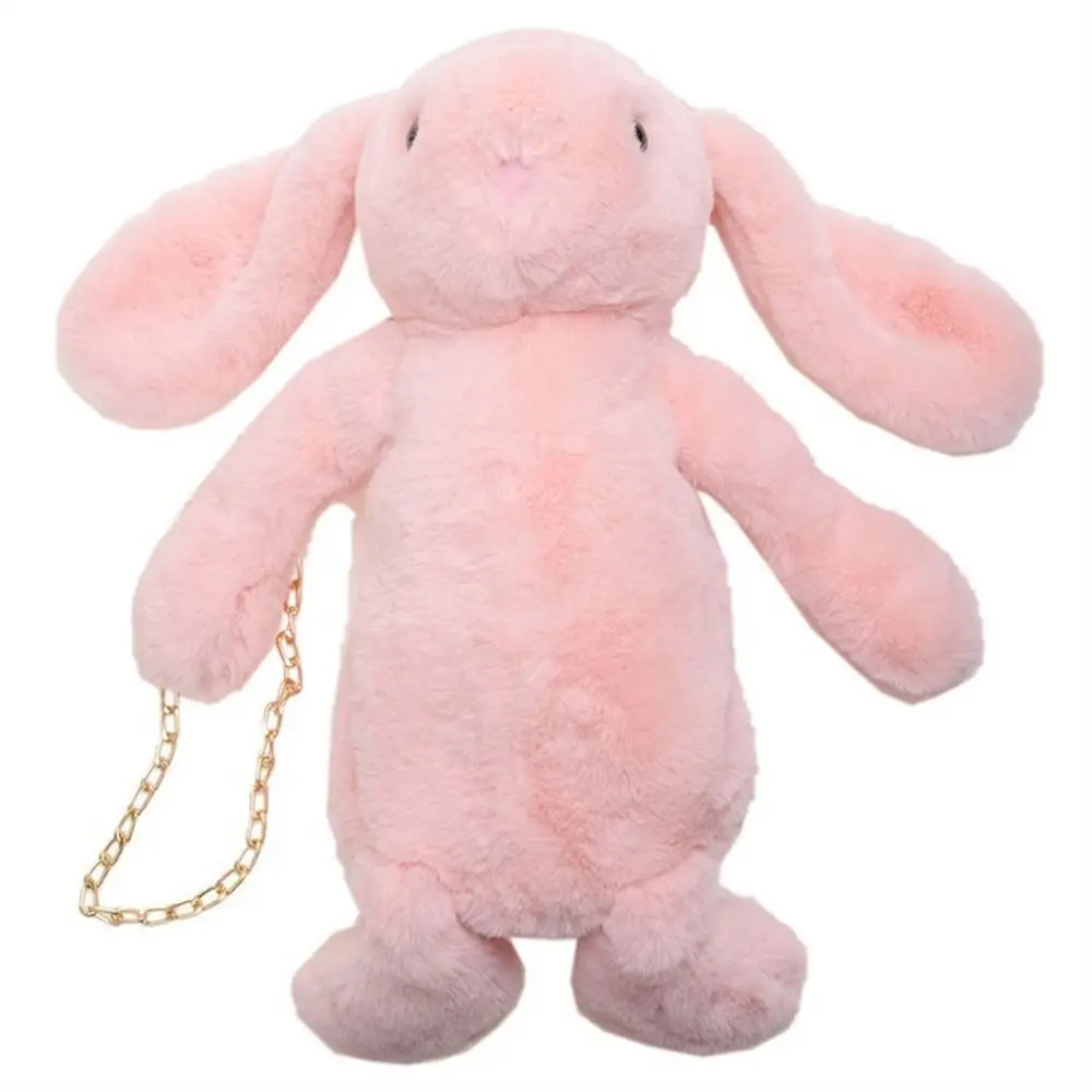 Casual Fashion Long Ear Plush Shoulder Bag Chain Strap Handbag Crossbody Bag Rabbit Doll Bunny Rabbit Plush Bags For Girls