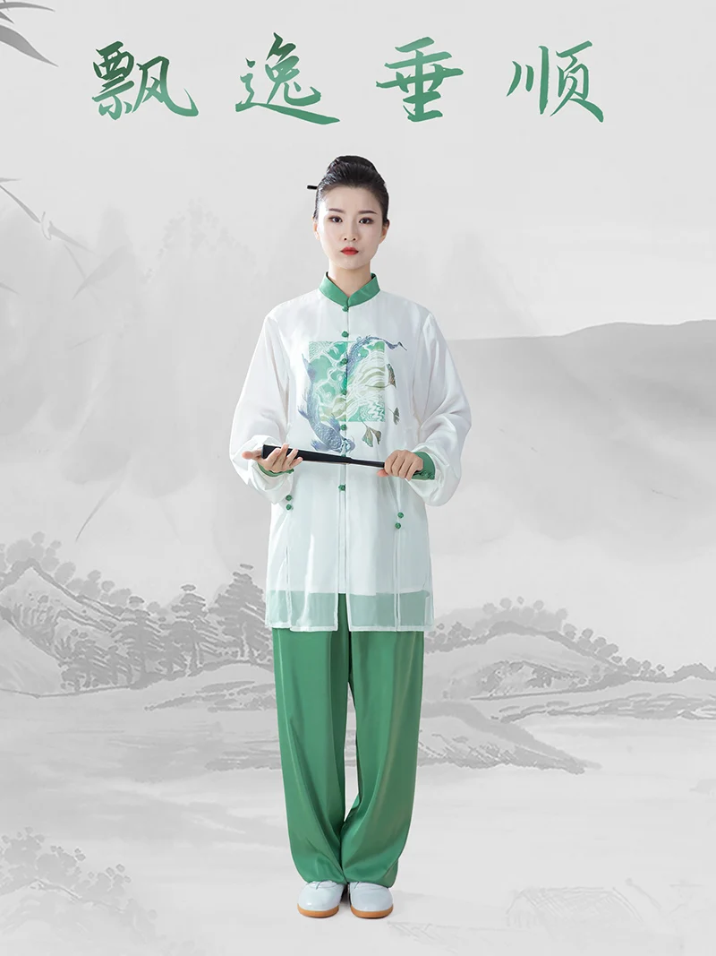 

2025 Women's Premium Tai Chi Suit - Elegant Performance Uniform for Competition & Baduanjin, Fashionable Kung Fu Wear for Youth