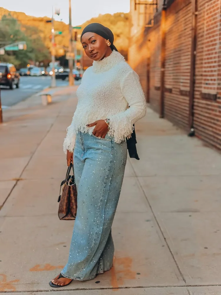 

Tassel Patchwork Hem Cuffs Woolen Woven Women's Fashionable Long Sleeved Solid Color Loose Pullover Sweater Lady Casual Outwear