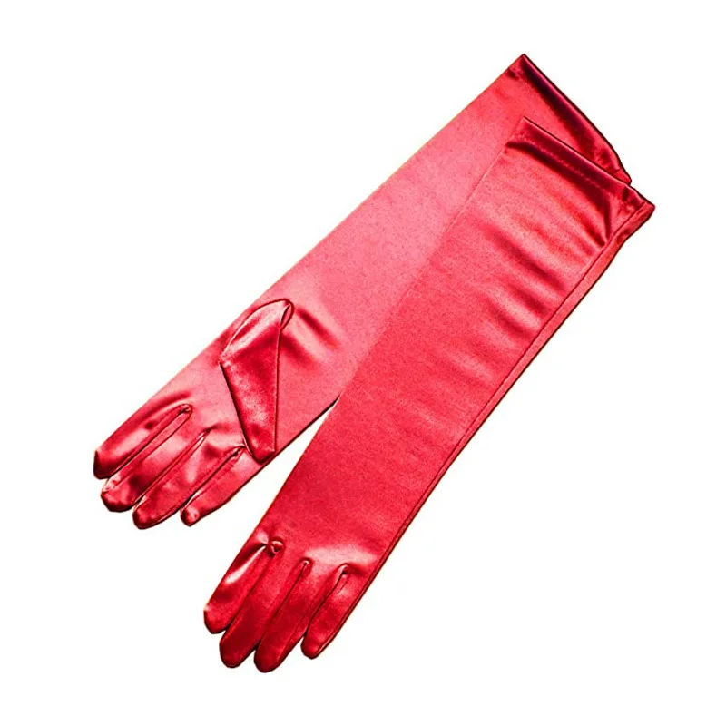 Gloves Satin 38cm Stretch Wedding Party Ceremony Evening Banquet Formal Dress Performance White Lightweight Soft Elegant