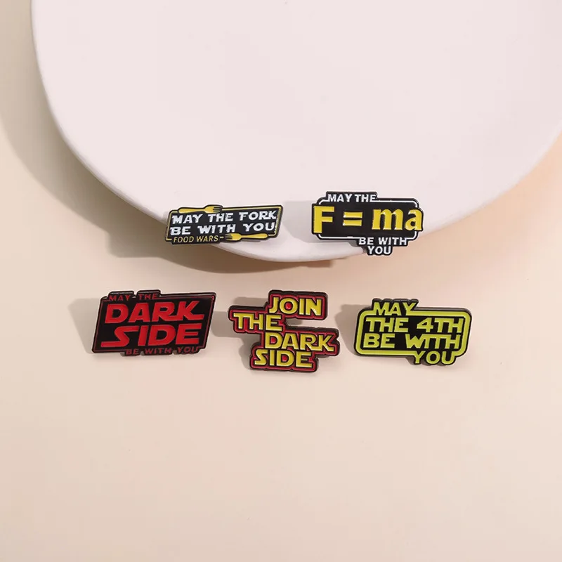 Join The Dark Side Enamel Pin May The 4th F=ma Fork Be With You Brooches Lapel Backpack Badge Punk Gothic Jewelry Accessories