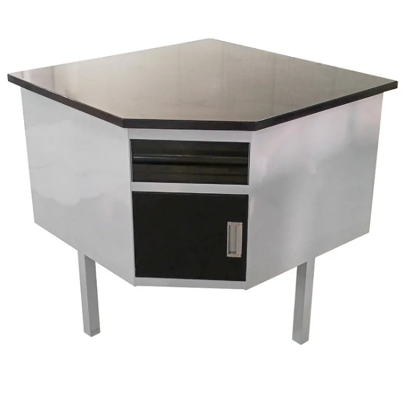 Desk corner cabinet, one drawer and one cabinet, oral pentagonal corner cabinet