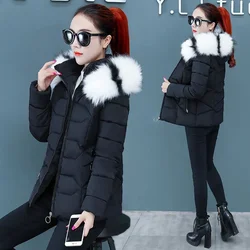 2023 New Winter Coat Women Parka Fur Collar Hooded Female Puffer Coats Casual Down Cotton Jacket Parkas Thick Warm Outerwear